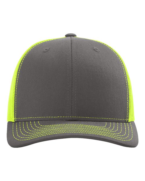 Richardson 112, Snapback Trucker Cap, Charcoal/ Neon Yellow