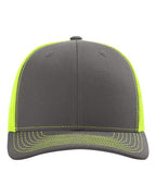 Richardson 112, Snapback Trucker Cap, Charcoal/ Neon Yellow