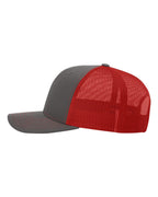 Richardson 112, Snapback Trucker Cap, Charcoal/ Red