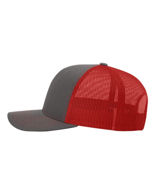 Richardson 112, Snapback Trucker Cap, Charcoal/ Red