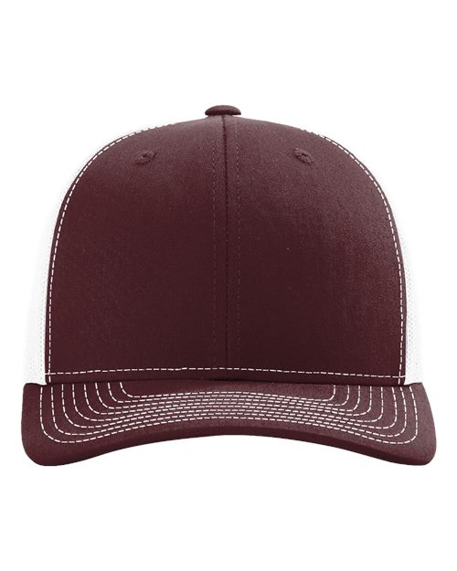 Richardson 112, Snapback Trucker Cap, Maroon/ White