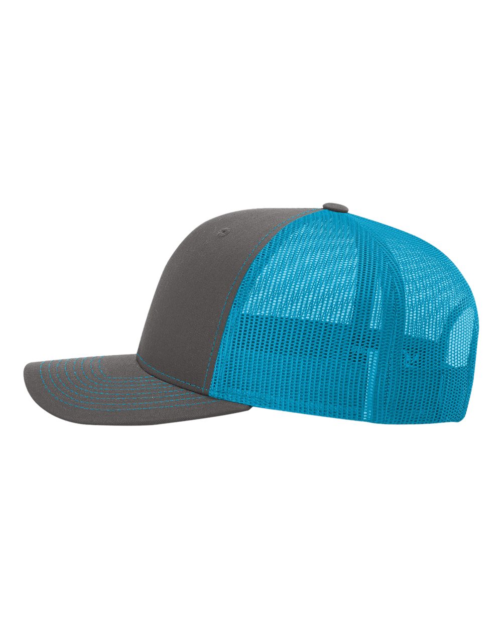 Richardson 112, Snapback Trucker Cap, Charcoal/ Neon Blue