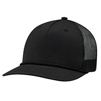 Polycotton / Polyester Mesh 5160M, Ajm 5 Panel Constructed Pro-round-five (mesh Back), Black