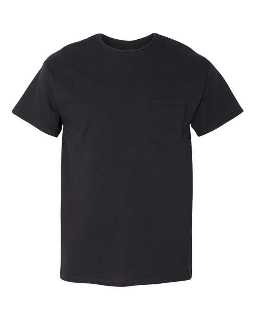 Gildan 4467, 5300 Unisex Heavy Cotton Pocket T-shirt, Black