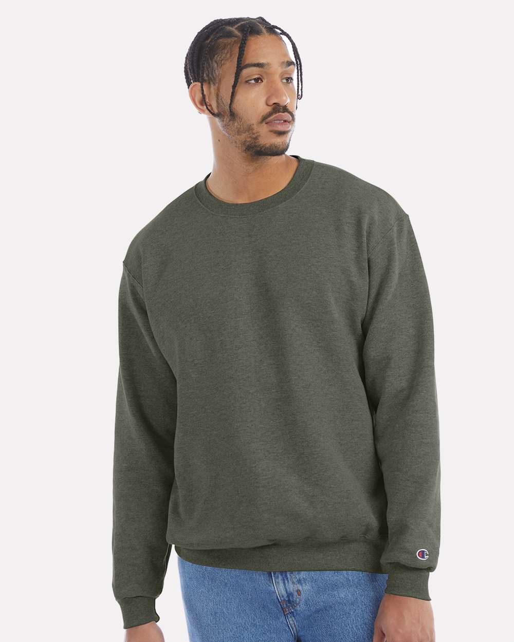 Champion S600, Unisex Powerblend Crewneck Sweatshirt, Dark Green Heather