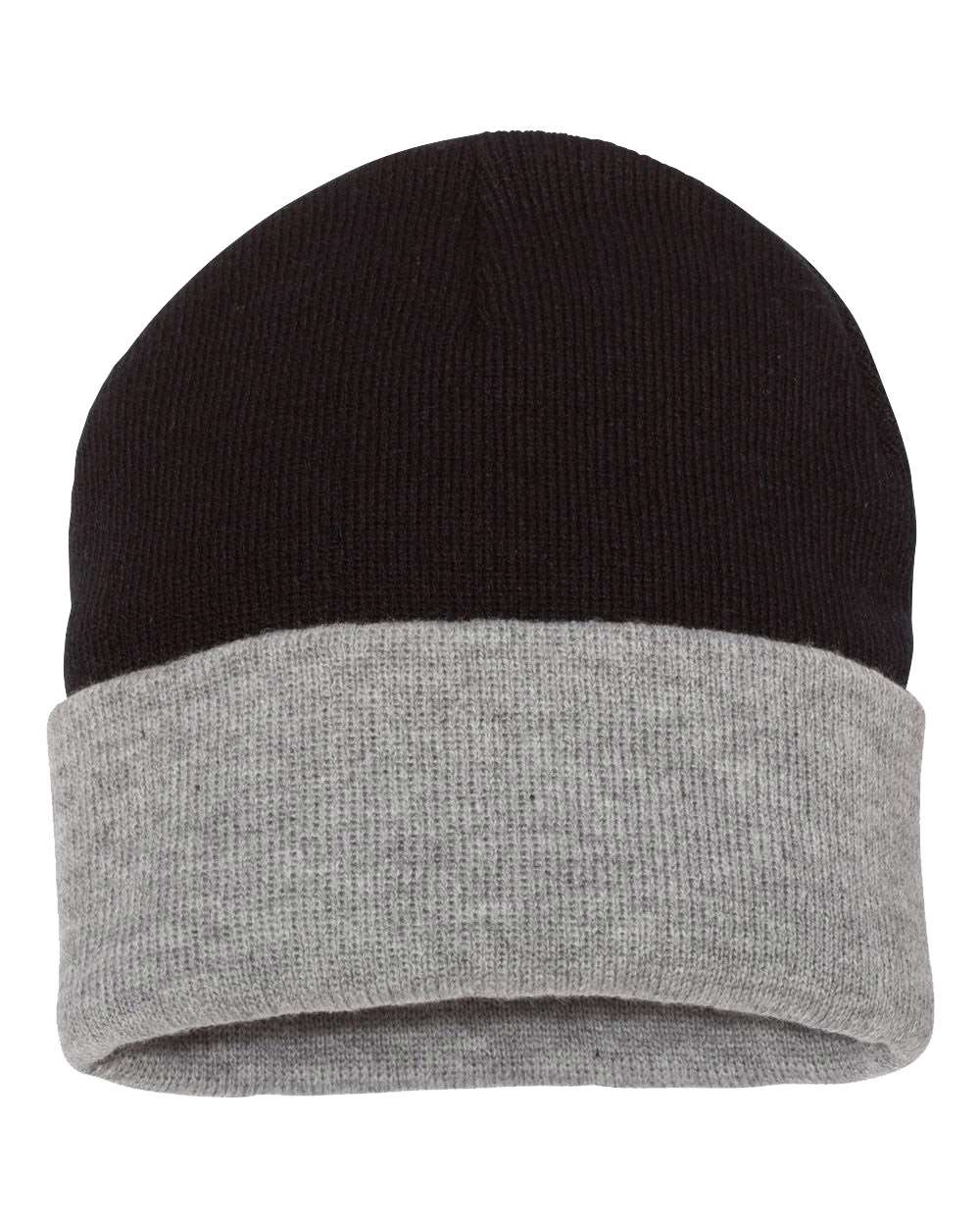 Sportsman SP12T, 4658 12" Color Blocked Cuffed Beanie, Black/ Heather