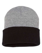 Sportsman SP12T, 12" Color Blocked Cuffed Beanie, Heather/ Black
