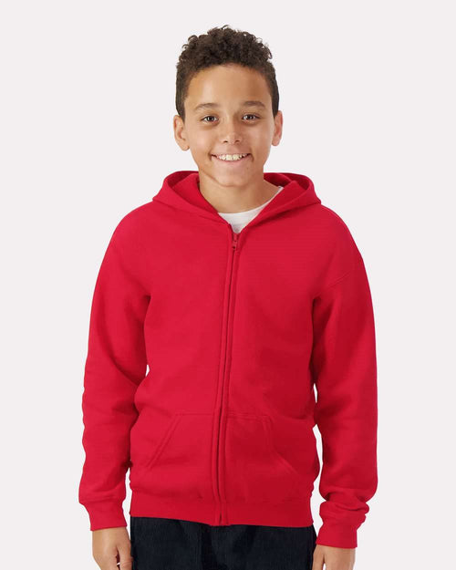 Gildan 18600B, Youth Heavy Blend Full-zip Hooded Sweatshirt, Black
