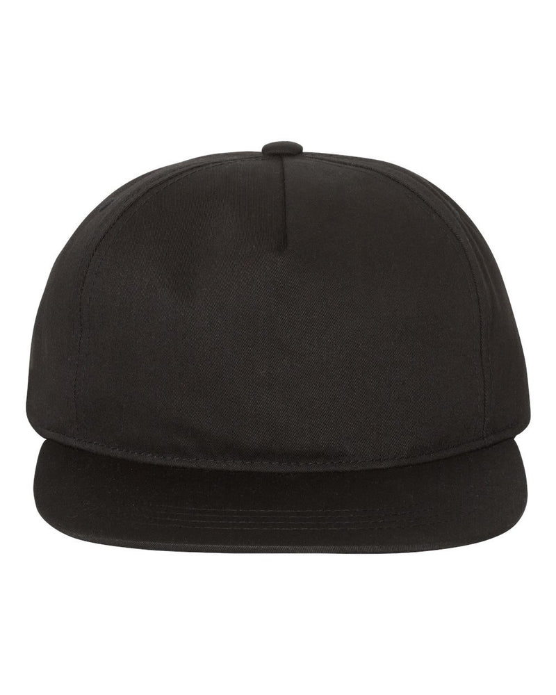 YP Classics 6502, Lightly-structured Five-panel Snapback Cap, Black