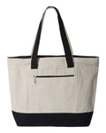 Q-Tees Q1300, 19l Zippered Tote, Natural/ Black