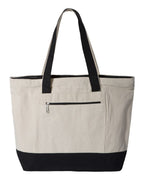Q-Tees Q1300, 19l Zippered Tote, Natural/ Black
