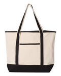Q-Tees Q1500, 34.6l Large Canvas Deluxe Tote, Natural/ Black