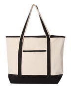 Q-Tees Q1500, 34.6l Large Canvas Deluxe Tote, Natural/ Black