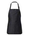 Q-Tees Q4250, Full-length Apron With Pouch Pocket, Black
