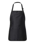 Q-Tees Q4250, Full-length Apron With Pouch Pocket, Black