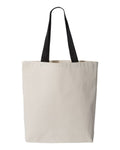 Q-Tees Q4400, 11l Canvas Tote With Contrast-color Handles, Natural/ Black