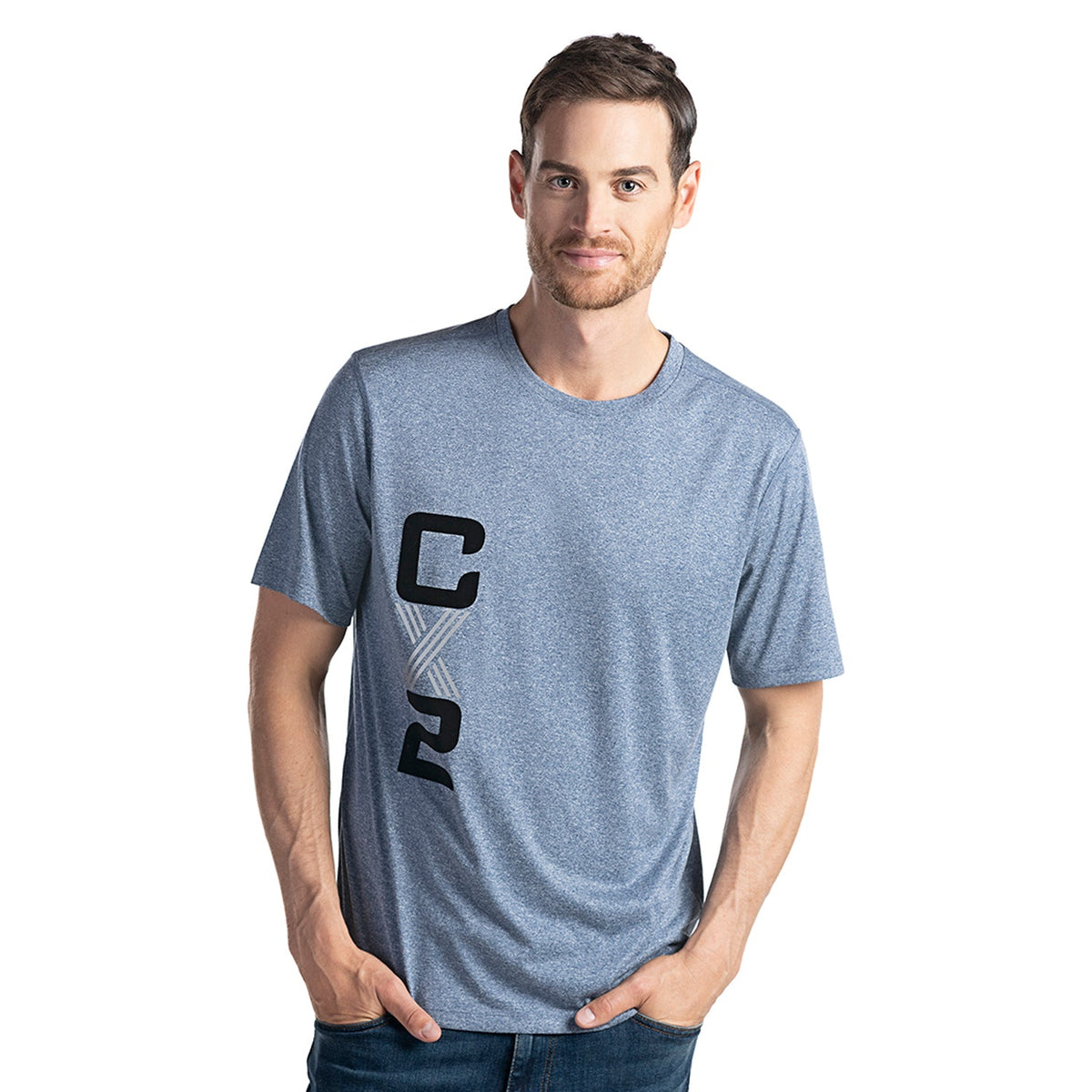 CX2 S05930, - Riviera - Adult Performance Crewneck T-shirt, Navy Heather