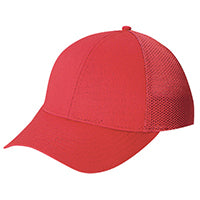 Polycotton / Polyester Mesh 5C390M, Ajm 6 Panel Constructed Contour (mesh Back), Red