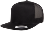 Yupoong F06006, - Yp Classics 5 Panel Flat Peak Snap Back Trucker Cap, Black