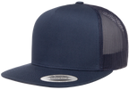 Yupoong F06006, - Yp Classics 5 Panel Flat Peak Snap Back Trucker Cap, Navy