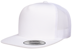 Yupoong F06006, - Yp Classics 5 Panel Flat Peak Snap Back Trucker Cap, White
