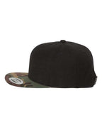 YP Classics 6089M, Premium Flat Bill Snapback Cap, Black/ Camo