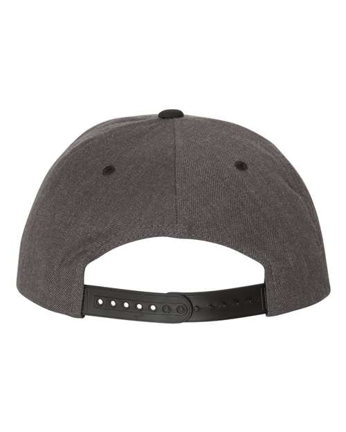 YP Classics 6089M, Premium Flat Bill Snapback Cap, Dark Heather/ Black