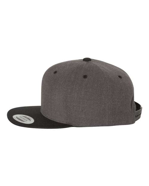 YP Classics 6089M, Premium Flat Bill Snapback Cap, Dark Heather/ Black