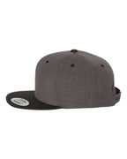 YP Classics 6089M, Premium Flat Bill Snapback Cap, Dark Heather/ Black