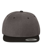 YP Classics 6089M, Premium Flat Bill Snapback Cap, Dark Heather/ Black