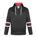 CX2 L00617, - Dangle - Adult Pullover Hockey Lace Hooded Sweatshirt, Black/Red/White
