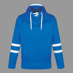 CX2 L00617, - Dangle - Adult Pullover Hockey Lace Hooded Sweatshirt, Blue/White