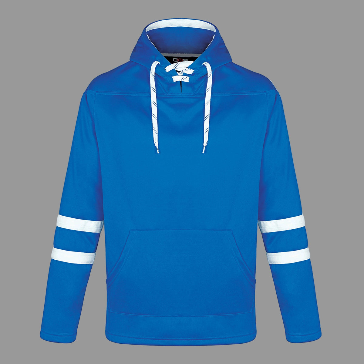 CX2 L00617, - Dangle - Adult Pullover Hockey Lace Hooded Sweatshirt, Blue/White