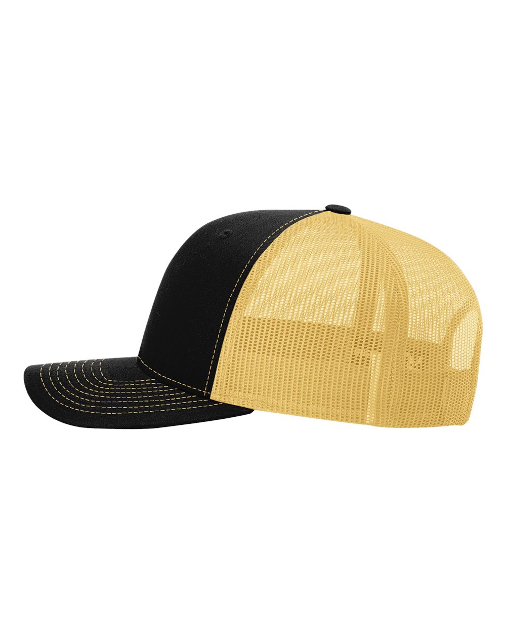 Richardson 112, Snapback Trucker Cap, Black/ Vegas Gold