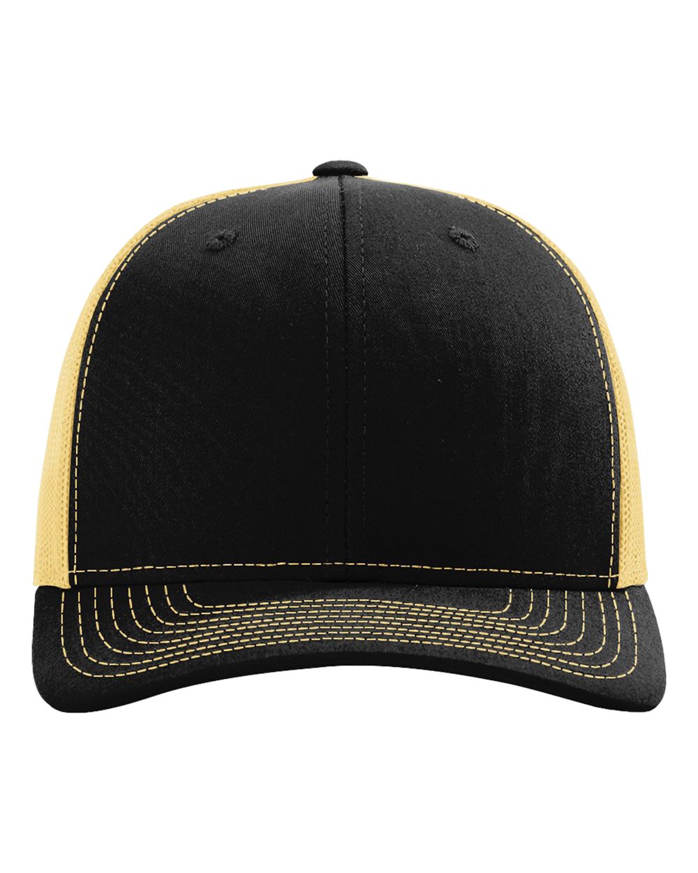 Richardson 112, Snapback Trucker Cap, Black/ Vegas Gold