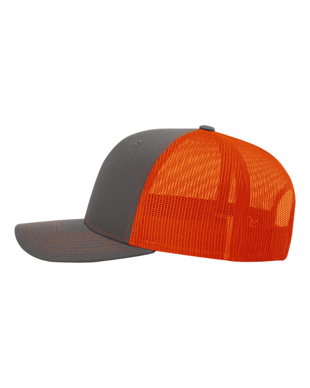 Richardson 112, Snapback Trucker Cap, Charcoal/ Orange