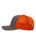 Richardson 112, Snapback Trucker Cap, Charcoal/ Orange