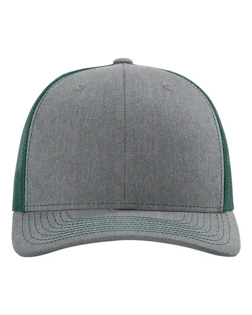 Richardson 112, Snapback Trucker Cap, Heather Grey/ Dark Green
