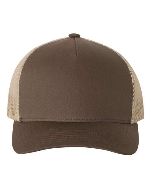 YP Classics 6506, Five-panel Retro Trucker Cap, Brown/ Khaki