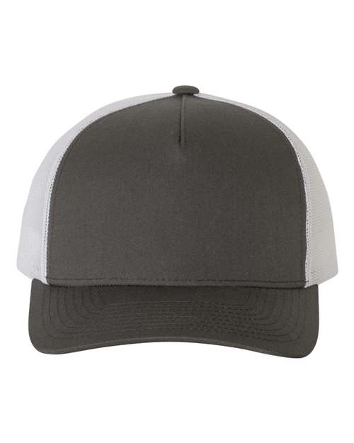 YP Classics 6506, Five-panel Retro Trucker Cap, Charcoal/ White