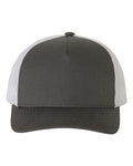 YP Classics 6506, Five-panel Retro Trucker Cap, Charcoal/ White