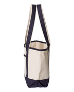 Q-Tees Q125800, 20l Small Deluxe Tote, Natural/ Navy