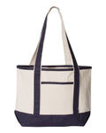 Q-Tees Q125800, 20l Small Deluxe Tote, Natural/ Navy