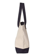 Q-Tees Q1300, 19l Zippered Tote, Natural/ Navy