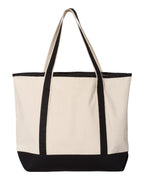 Q-Tees Q1500, 34.6l Large Canvas Deluxe Tote, Natural/ Black