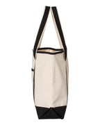 Q-Tees Q1500, 34.6l Large Canvas Deluxe Tote, Natural/ Black