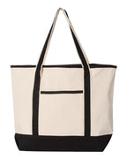 Q-Tees Q1500, 34.6l Large Canvas Deluxe Tote, Natural/ Black