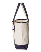Q-Tees Q1500, 34.6l Large Canvas Deluxe Tote, Natural/ Navy