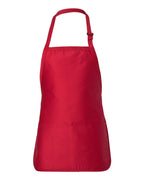 Q-Tees Q4250, Full-length Apron With Pouch Pocket, Red