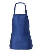 Q-Tees Q4250, Full-length Apron With Pouch Pocket, Royal